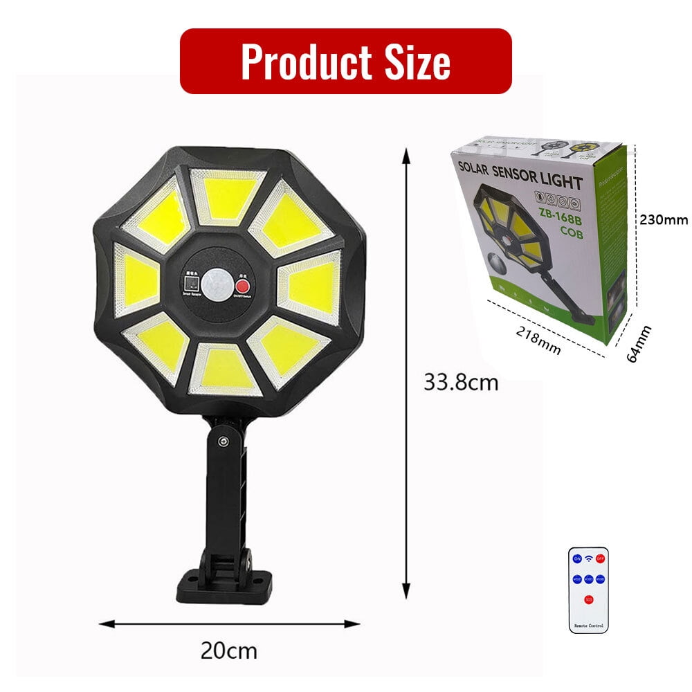 Solar Lights Outdoor,DFITO 168LED 6500K Flood Light Dusk to Dawn, 8 Sides Parking Lot Lights with Motion Sensor, IP66 Waterproof Solar Powered Outdoor Lights for Yard, Pools(1Pack)