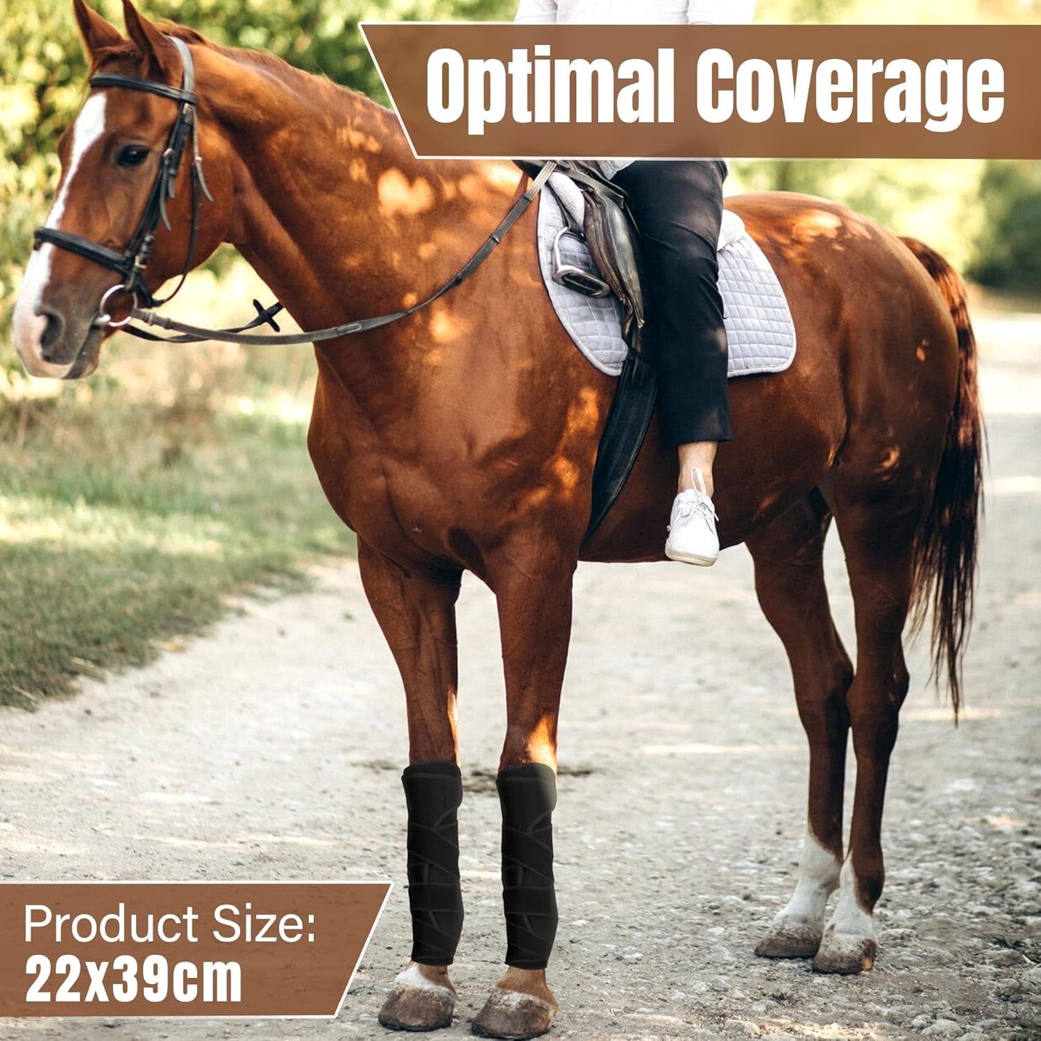 Hudson Comfort Horse Ice Boots – Cooling Horse Ice Pack Wrap for Knee, Hock, Ankle, Hooves Injury – Hot and Cold Therapy Horse Leg Wraps – Full Coverage Cold Packs - Includes 1 Wrap + 2 Gel Packs