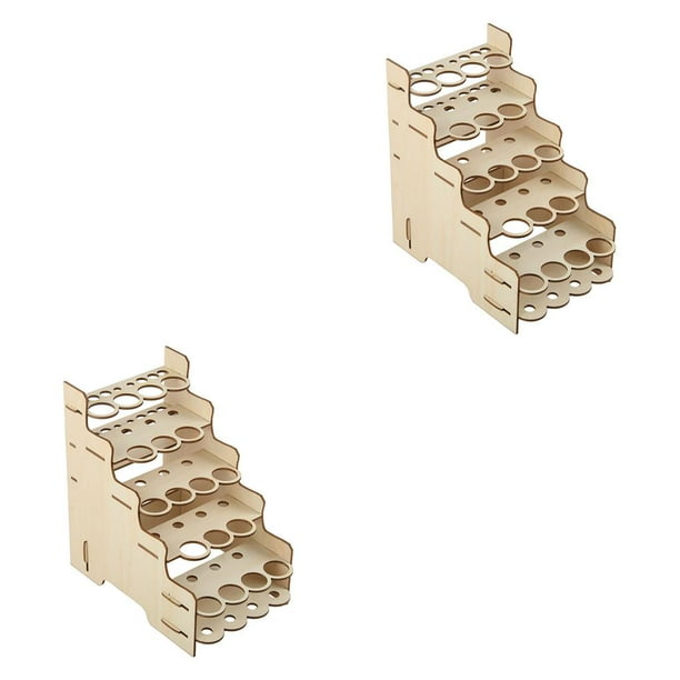 Billuyoard Estante de almacenamiento de pintura modelo, artesanía de madera, contenedor de herramientas convenientes, soporte de pigmento, Tipo 1 2Conjunto