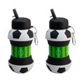 thumbnail image 1 of Juego de 2 Botellas Plegables Tipo Balón Mundial 550 ml Silicona Antigoteo con Mosquetón, 1 of 10