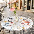 thumbnail image 6 of Elegant Spring Floral Round Tablecloth for 36-44 Inch Tables,Fitted Table Cover with Elastic Edge,Watercolor Botanical Butterfly Waterproof Outdoor Table Cloth Protector for Patio Garden Dinner, 6 of 9