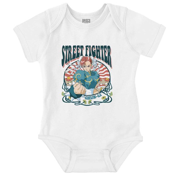 Street Fighter Chun Li Spring Foliage Romper Boys or Girls Infant Baby Brisco Brands NB