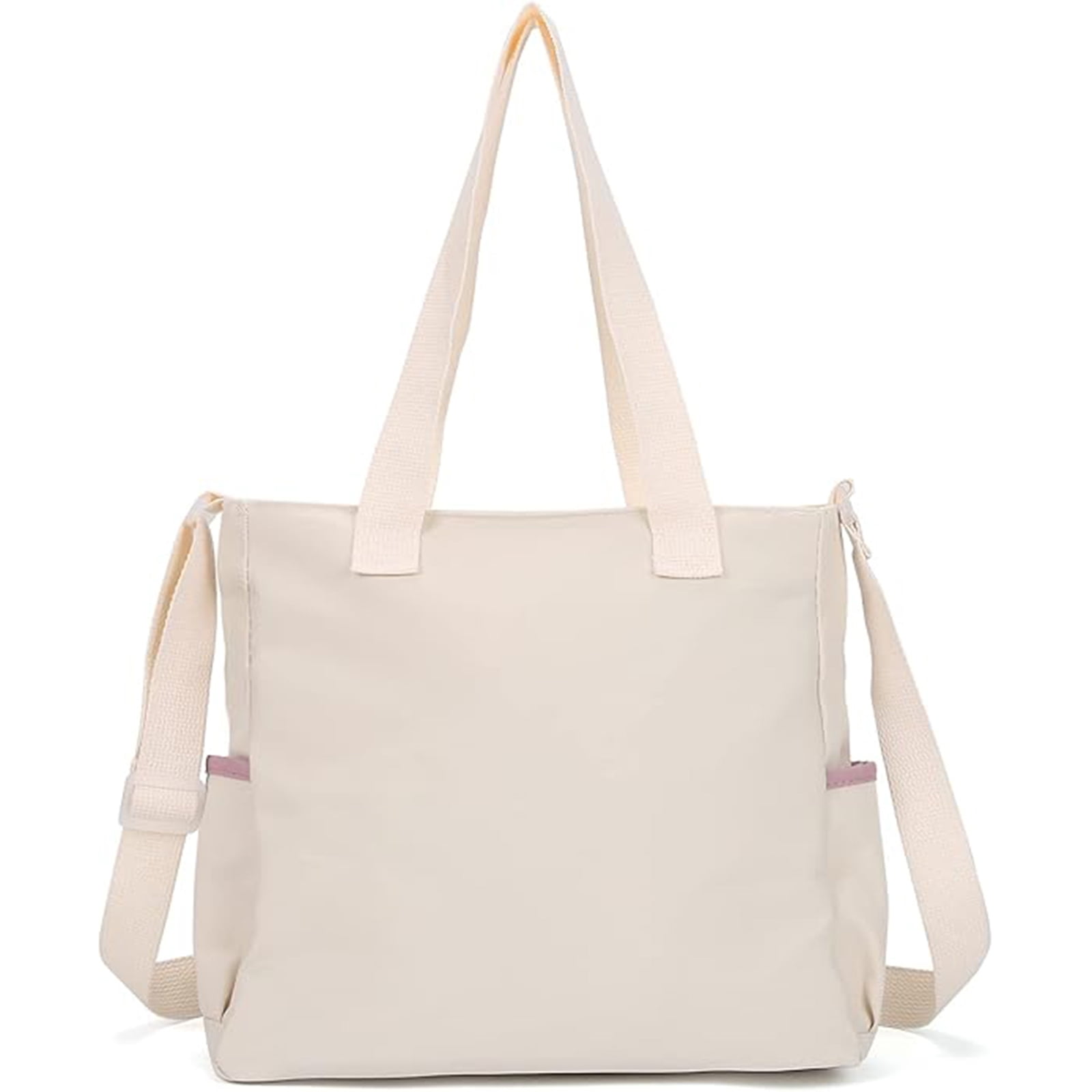 Womens Crossbody Bags for Teens Cute Messenger Purse Nylon Shoulder Tote Bags Multi Pockets Top Handle Satchel Handbags White