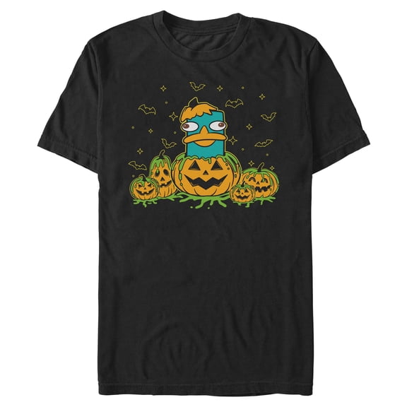 Mens Phineas and Ferb Perry the Platypus Pumpkin Green Goo T Shirt