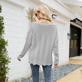 thumbnail image 4 of hoksml Sweaters for Women Fashion Crew Neck Loose Solid Color Womens Sweaters Long Sleeve Pullover Sweater Tops on Clearance, 4 of 7