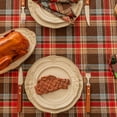 thumbnail image 4 of Red Brown Plaid Christmas Tablecloth 60x84, Tartan Table Cloth Decorations, Winter Holiday Tablecloths for Rectangle Tables Parties Dining Farmhouse Kitchen Decor, 4 of 6