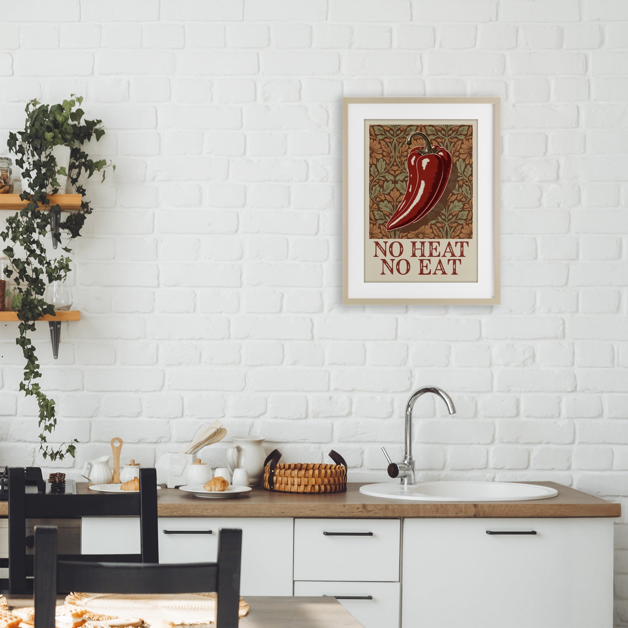 Stupell Industries No Heat or Eat Pepper Birch Framed Print Under Glass, design by Andreas Magnusson