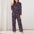 thumbnail image 2 of JUNZAN Lavender Flowers Print Womens Pajama Sets,Long Sleeve Button Down for Women Pjs 2 piece, 2 of 7