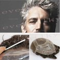 thumbnail image 1 of Natural Hairline Mens Toupee Grey Human Hair Prosthesis Super Durable Breathable Lace Front Male Replacement Bleach Knot System--, 1 of 5