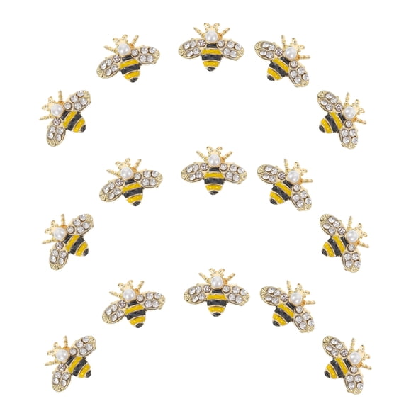 OUNONA 20Pcs Bee Nail Charm Rhinestone Zinc Alloy 3D Design For Personal Users