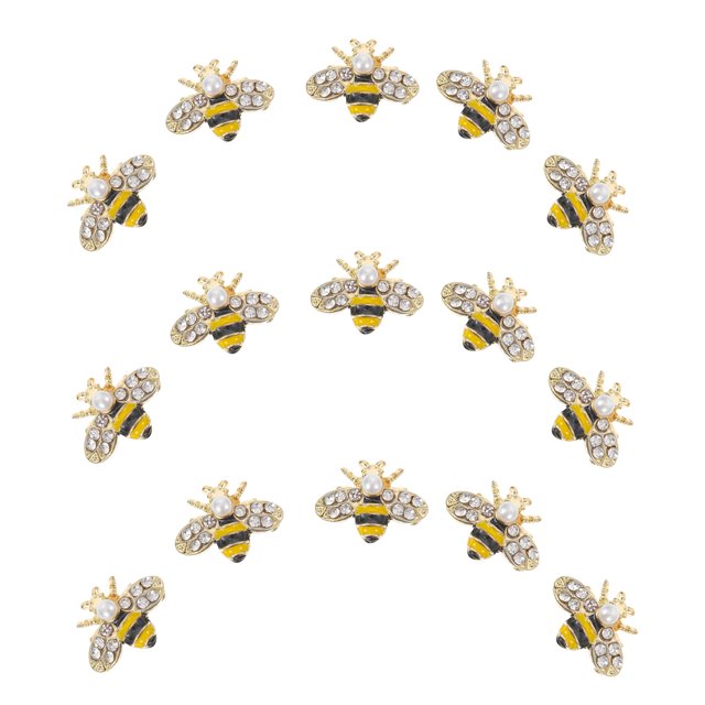 OUNONA 20Pcs Bee Nail Charm Rhinestone Zinc Alloy 3D Design For Personal Users