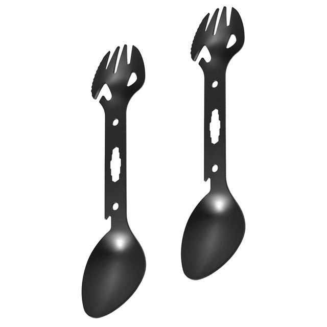 NUOLUX 2Ud De Cubiertos Para Exterior Con Spork Y Integrado En Negro