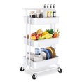 thumbnail image 1 of 3-Tier Rolling Utility Cart Storage Shelves Multifunction Storage Trolley Service Cart with Handles and Roller Wheels Easy Assembly for Home Bathroom, Kitchen, Office, Black/White, 1 of 9