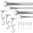 thumbnail image 5 of Lumi 72 in. - 144 in. Telescoping 1 in. Double Curtin Rod Kit in Brushed Nickel with Crystal Square Finials, 5 of 5