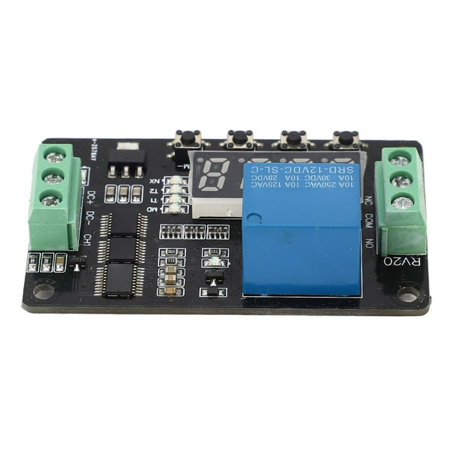 12V DC Single-Channel Timer Relay Module with 18 Preset Functions - High Accuracy 0.01s Timing, Anti-Reverse Power Protection, Auto Energy Saving, Compact Design for Easy Installation, Supports Max