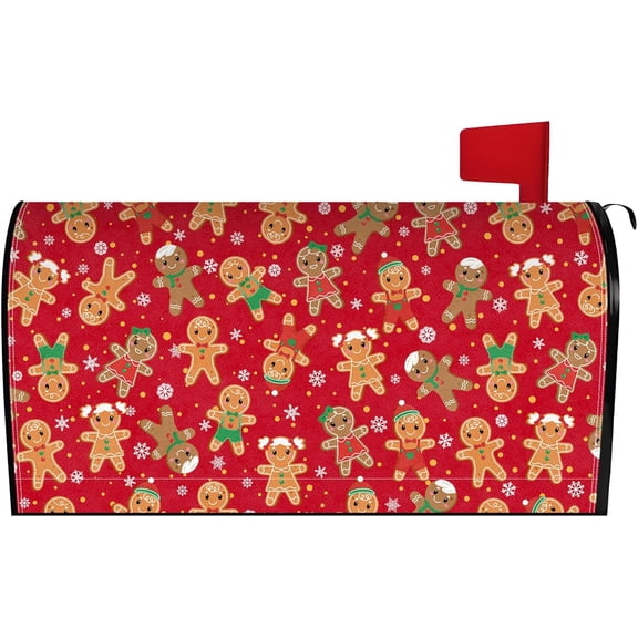 Merry Christmas Mailbox Cover Magnetic Christmas Gingerbread Mailbox Covers Winter Xmas Holiday Post Letter Box Cover for Garden Yard Decor 21x18 Inch