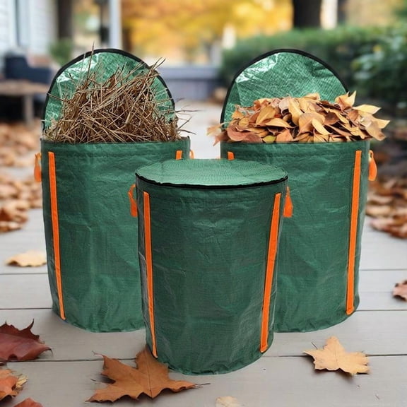 Leaf Collector Bag with Lid, Shoulder Strap, and Drawstring – Reusable Yard Garden Bag for Leaves and Lawn Trash, Collapsible Yard Waste Containers, Perfect for Leaf Removal, Yard Clean-Up