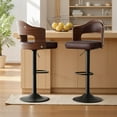 thumbnail image 6 of Daluvenix Swivel Bar Stools Set of 2, Wooden Kitchen Bar Chairs with Back, PU Leather Counter Height Barstools for Kitchen Island, Brown, 6 of 8