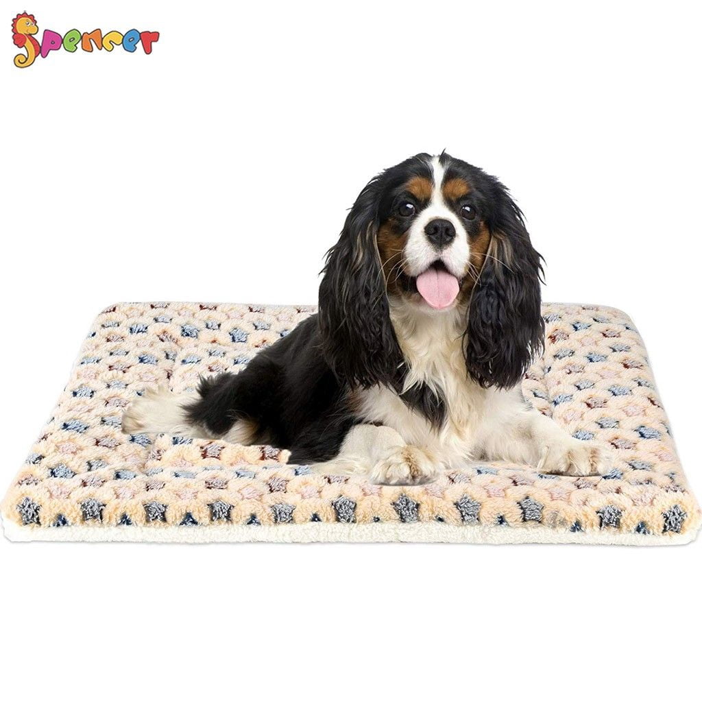 Spencer Large Dog Cat Pet Sleep Mat Soft Warm Reversible Fleece Crate Bed Mat Kennel Cage Cushion for Large Medium Small Dog Cat (XL, Yellow)