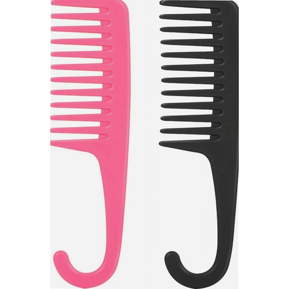 2 Pieces Detangler Shower Comb with hook Wide Teeth Combs Wet and Dry Comb for Home Beauty Salon
