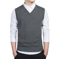 thumbnail image 1 of LUXUR Mens Jumper Tops Solid Color Vest Sweater Sleeveless Knitted Sweaters Slim Fit Pullover V Neck Dark Gray M, 1 of 2