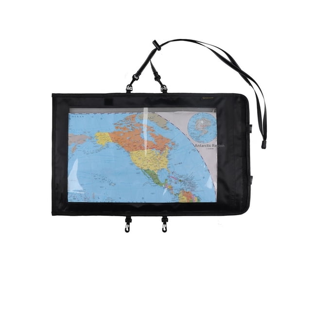 Trail Map Case - Waterproof Document Dry Bag Holder with Clear Window & Lanyard - Transparent Dry Bag Protector Pouch - Black (oniy bag)