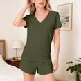 thumbnail image 3 of EnJoCho Girls 2 Piece Summer Outfits Tween Short Sleeve V Neck T Shirt Elastic Waist Shorts Matching Set Pockets Casual Beach Sets, 3 of 9