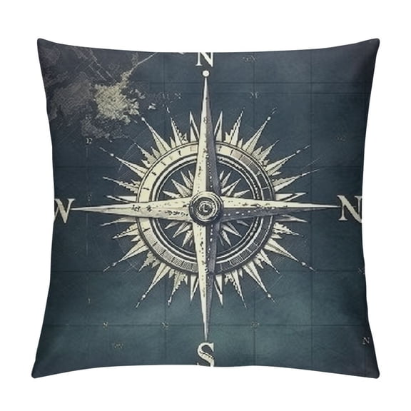 JRXY  YUESHARE Navy Blue Coastal Nautical Anchor Ship Wheel Compass Throw Pillow Covers Nautical Gifts for Home Room Bed Sofa Ship Decorations Decor White