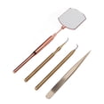 thumbnail image 2 of Kit de herramientas para arte de pestañas, espejo de inspección giratorio de acero inoxidable, pinzas de extensión, palos de recogida, oro rosa, 2 of 14