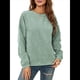 thumbnail image 3 of Sudaderas de Cuello Redondo de Punto Gofre para Mujer, Camisetas Informales de Larga Verde S, 3 of 10