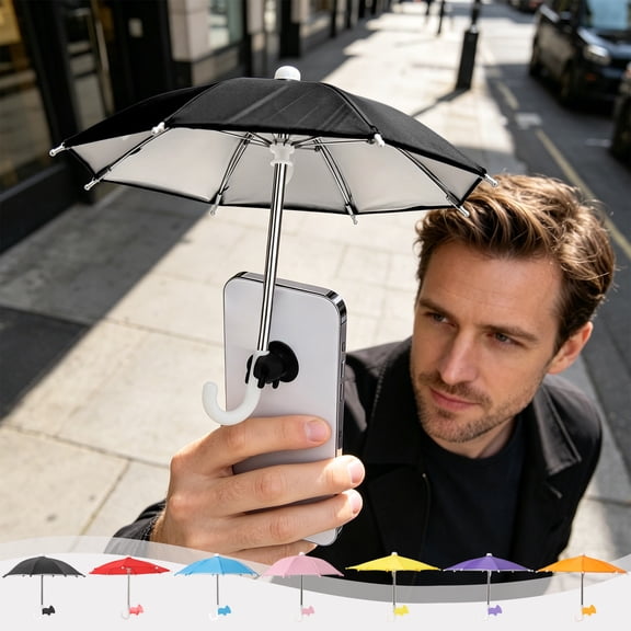 AYktou Phone Umbrella for Sun, Outdoor UV Protection Phone Umbrella with Adjustable Suction Cup Stand, 10.6×8.6 Inch Phone Sun Shade Mini Cellphone Shield Suction Cup Stand Holder