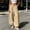 Khaki, variant on Womens Wide Leg Bloomer Pants Elastic Waist Casual Loose Drawstring Summer Beach Travel Vacation Palazzo Harem Trousers with Multiple Pockets