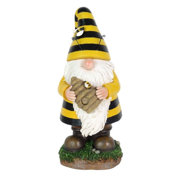 Solar Beekeeper with Bee Hive, 5.5 in. x 12.5 in. Gnome Garden Statue