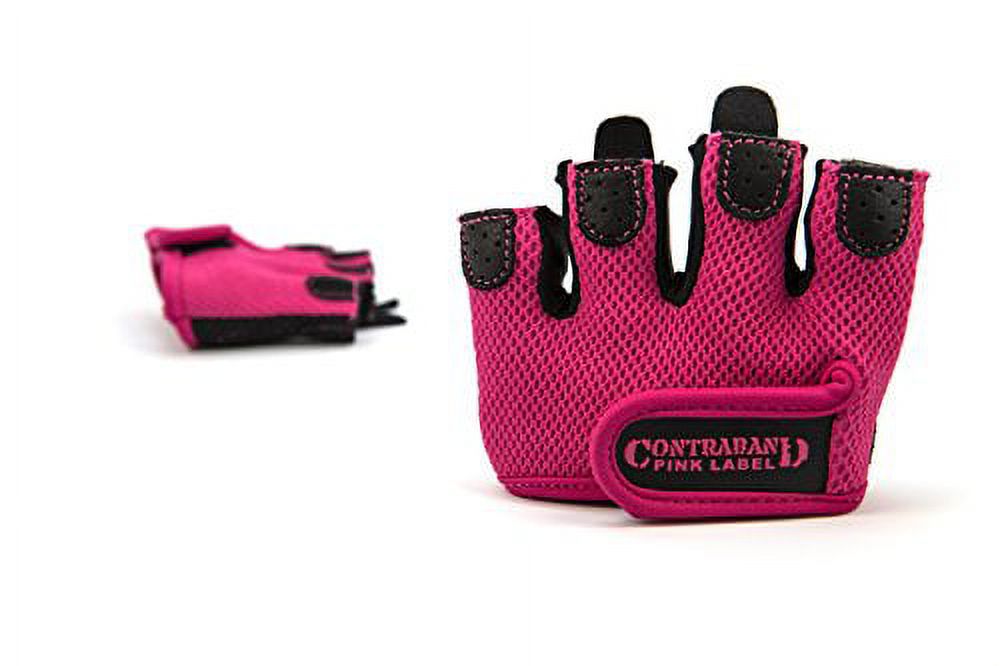 Contraband Pink Label 5537 Womens Micro Weight Lifting Gloves w/Grip-Lock Silicone Padding (Pair) - Minimalist Half Gloves - Apple Watch Friendly (Pink, Large) - image 2 of 6