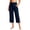 Navy, variant on OGLCCG Yoga Capris for Women Summer High Waisted Side Slit Capris Athletic Below the Knee Cropped Pants with Pockets,Beige