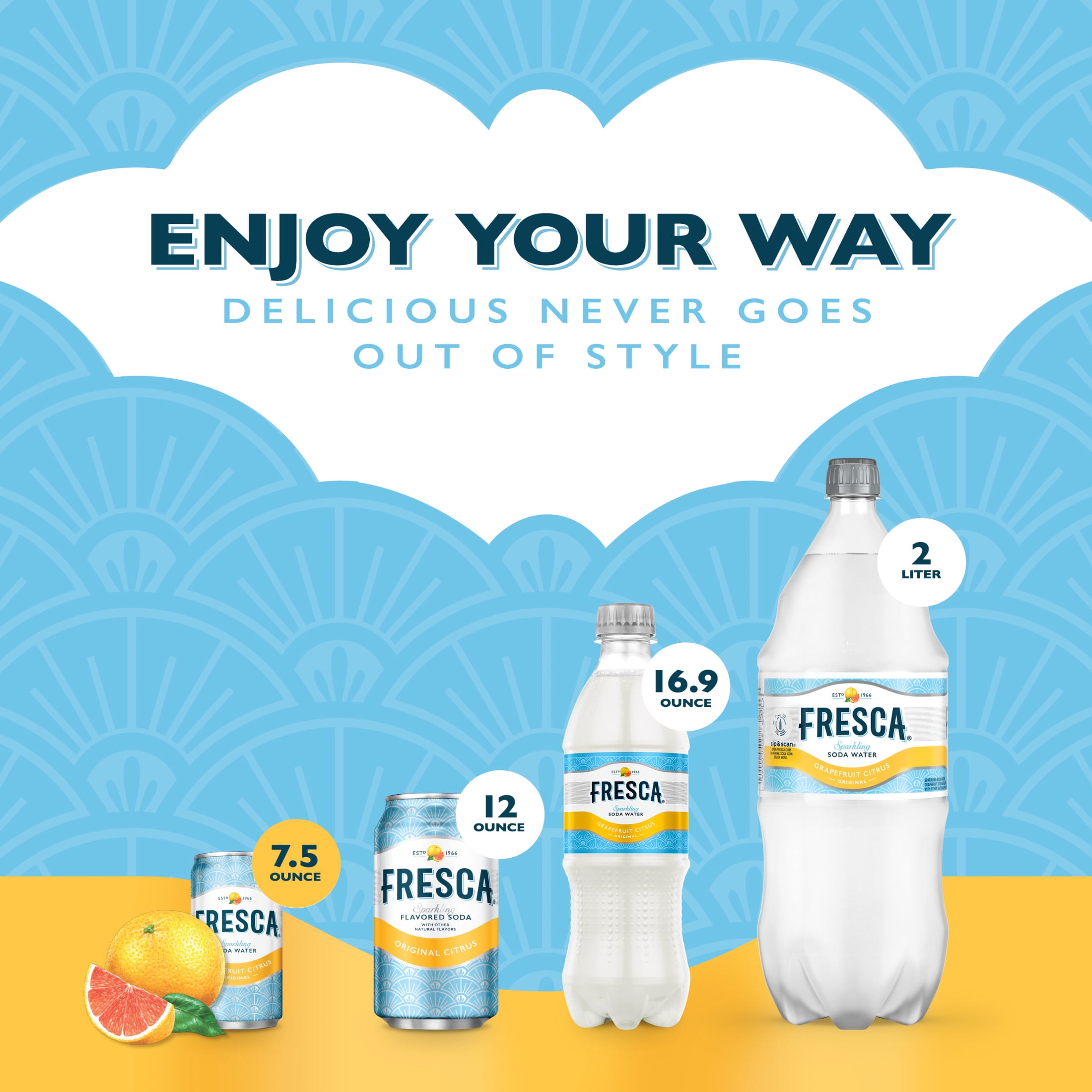 Fresca Citrus Soda Pop Fridge Pack Mini Cans, 7.5 fl oz, 10 Pack