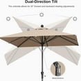 thumbnail image 5 of PURPLE LEAF 6' x 6' Square Rectangular Outdoor Table Umbrella with Crank and Tilt, Aluminum Frame Patio Market Sun Umbrella, 8 Sturdy Ribs, Taupe, 5 of 10
