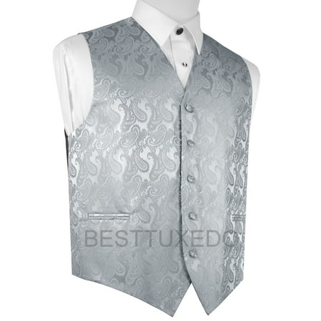Italian Design, Men's Formal Tuxedo Vest for Prom, Wedding, Cruise , in Silver (Best Longboard Brands For Cruising)