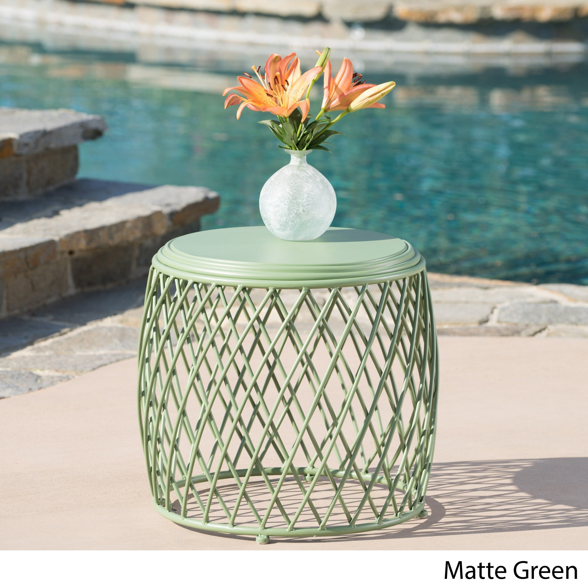 Alamera Outdoor 19 Inch Lattice Side Table By 17 75 W X D
