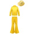 thumbnail image 2 of YONGHS Boys Girls Sequins Hip Hop Jazz Choir Disco Dance Outfits Shirt with Flared Pants Hat Set Gold 7-8, 2 of 7