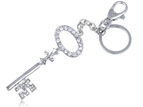 CHRISTMAS SILVER PLATE KEY RING~BAG CHARM 96mm INCLUDES 4 CHARMS~Stag~Bell 62H 