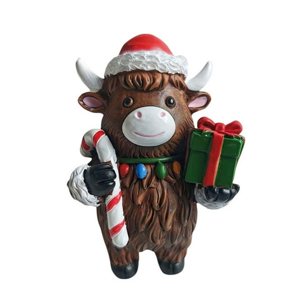 Adorno de escritorio con vaca adorable para fiestas navideñas, ideal para el hogar y único para los amantes de las vacas y coleccionistas