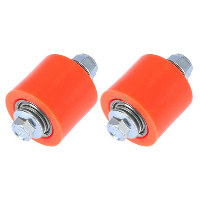 Unique Bargains 2 Set 8mm Chain Roller Pulley Chain Tensioner Motorcycle Orange