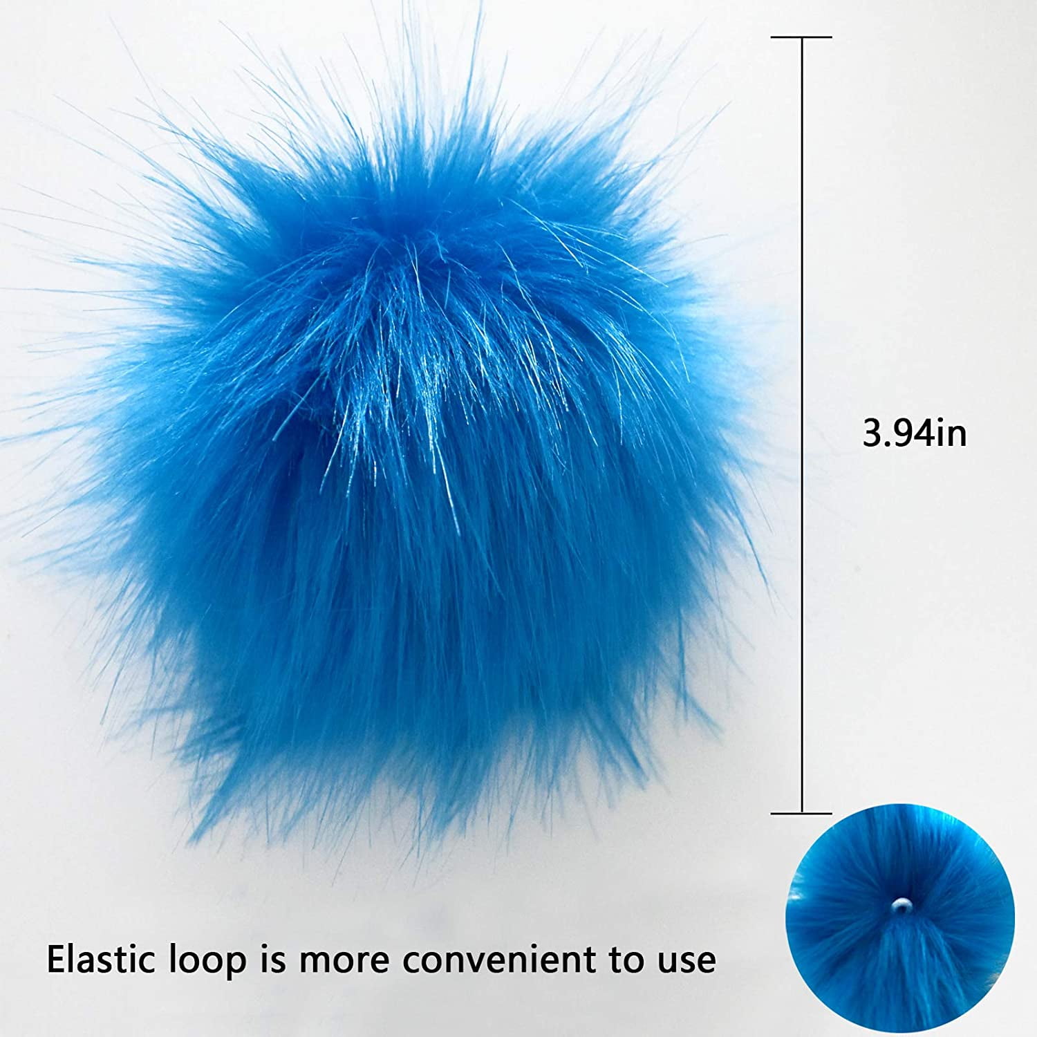 20 Pieces Faux Fox Fur Pom Pom Balls 3.9 Inch DIY Faux Fox Fur Fluffy Pom Pom with Elastic Loop for Hats Shoes Keychains Scarves Gloves Bags Accessories 10 Colors 