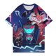 thumbnail image 4 of Hazbin Hotel Moda Casual Mujer Impreso de manga corta Cuello redondo Pullover Tops Azul/S, 4 of 6