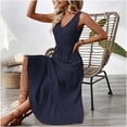 thumbnail image 7 of Oplxuo Plain Maxi Sundress for Women 2025 Casual Loose Smocked Tank Dress Sleeveless V Neck Summer Beach Tiered Long Dress, 7 of 7