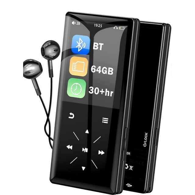 64GB Bluetooth MP3 Player - 2.4' Screen HiFi Mp3 Player with Built-in Speaker