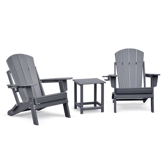 Buytoshop  3 PCS Folding Adirondack Sets,2 Resin Adirondack and Side Table