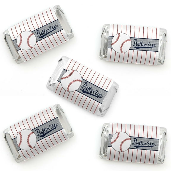 Big Dot of Happiness Batter Up - Baseball - Mini Candy Bar Wrapper Stickers - Baby Shower or Birthday Party Small Favors - 40 Count
