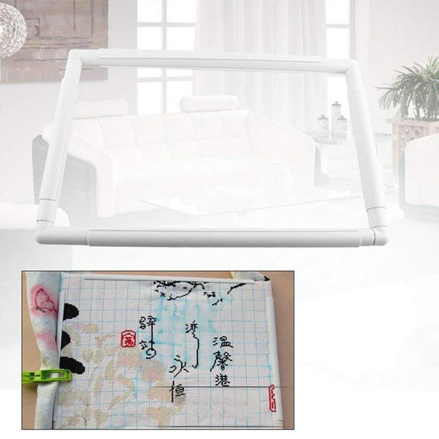 Xingzhi Clip Type Rectangular Snap Frame Home Embroidery Hoop Frames Stitching Sewing Quilting Tools Gadgets Embroideries Tool White 27.9x27.9cm